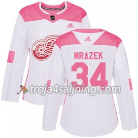 Detroit Red Wings tröja Petr Mrazek 34 Vit 2017-2018 Adidas Rosa Fashion Authentic - Dame NHL Tröjor